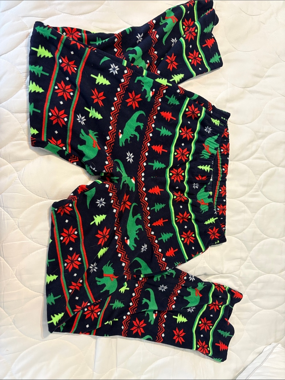 Old Navy Navy Holiday Dinosaur Pajama Bottoms with Red & Green Print